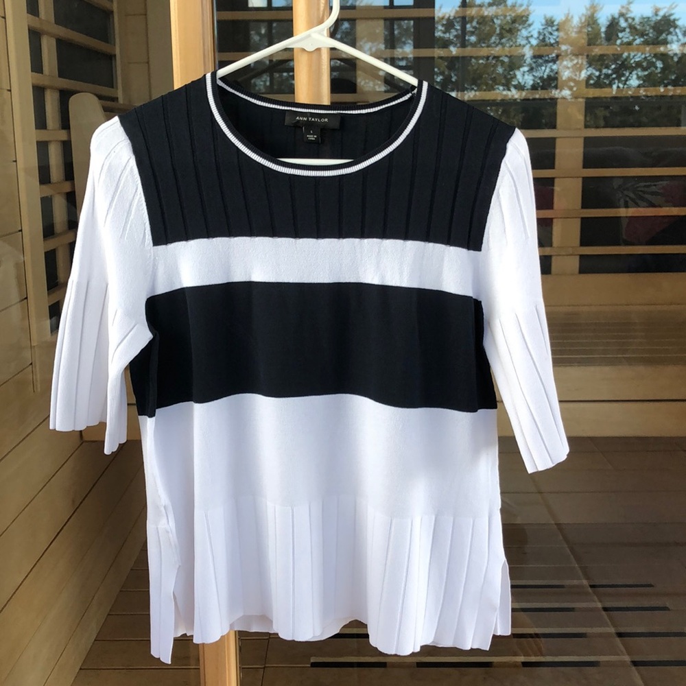 Ann Taylor navy/white top